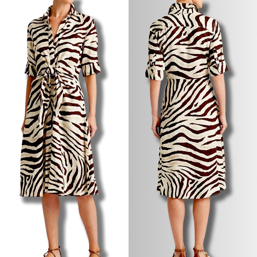 Ralph Lauren Linen Safari Midi Dress Sz. 6 *RARE*